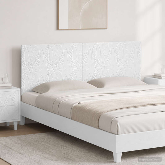 vidaXL Wall-Mounted Headboard DELFT High Gloss White Engineered Wood with embossed leaf pattern