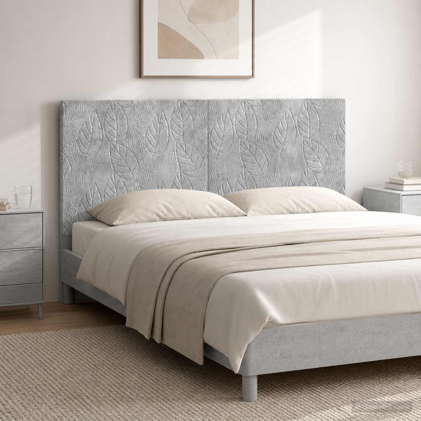 vidaXL Wall-Mounted Headboard DELFT Concrete Grey Engineered Wood 1