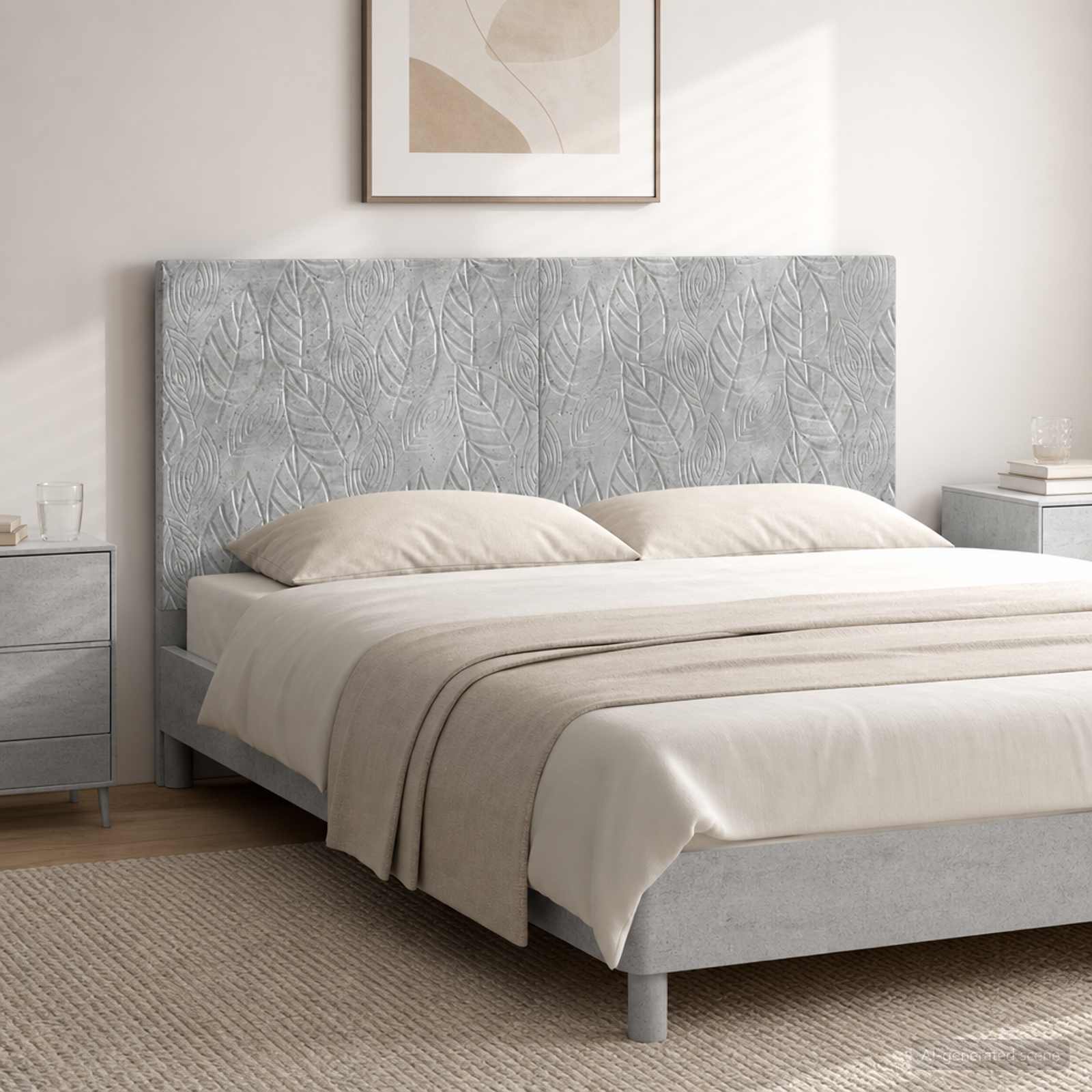 vidaXL Wall-Mounted Headboard DELFT Concrete Grey Engineered Wood 1
