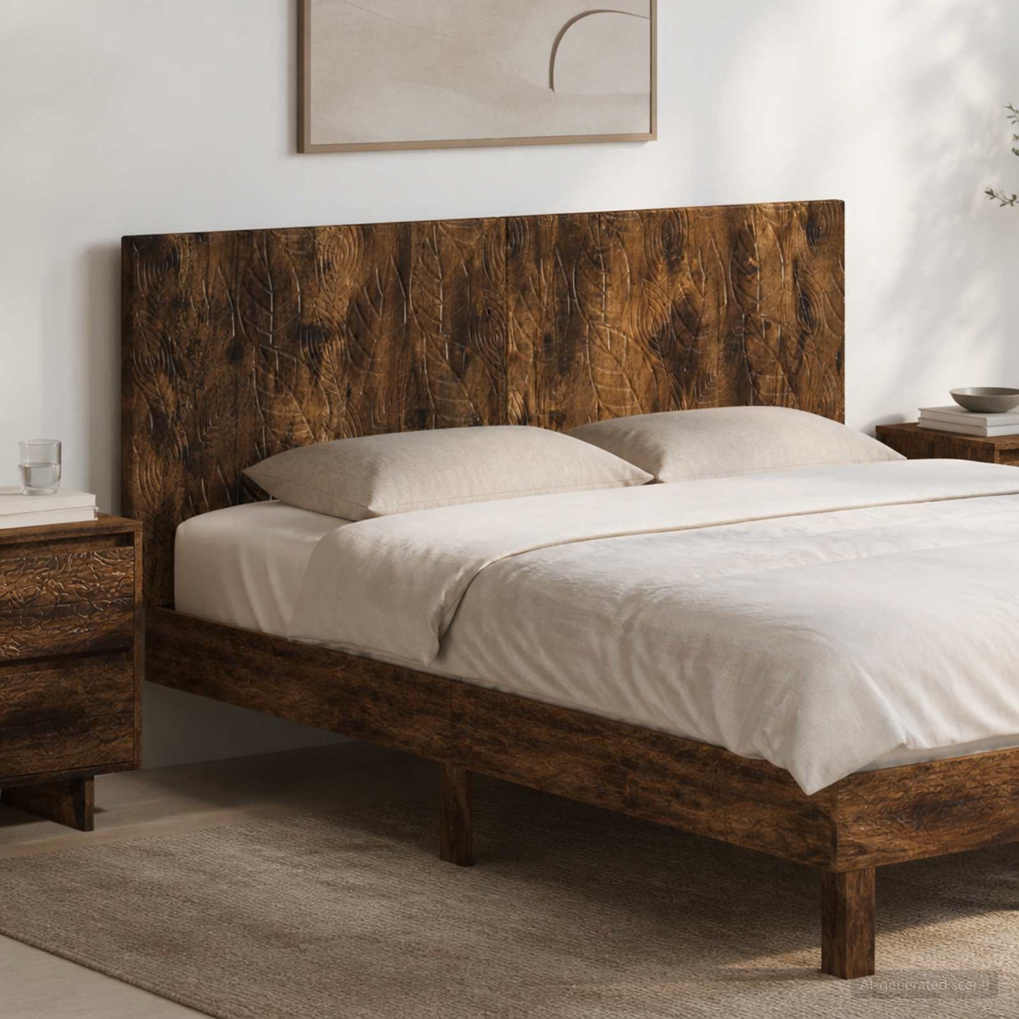 vidaXL Wall-Mounted Headboard DELFT Smoked Oak Engineered Wood 1