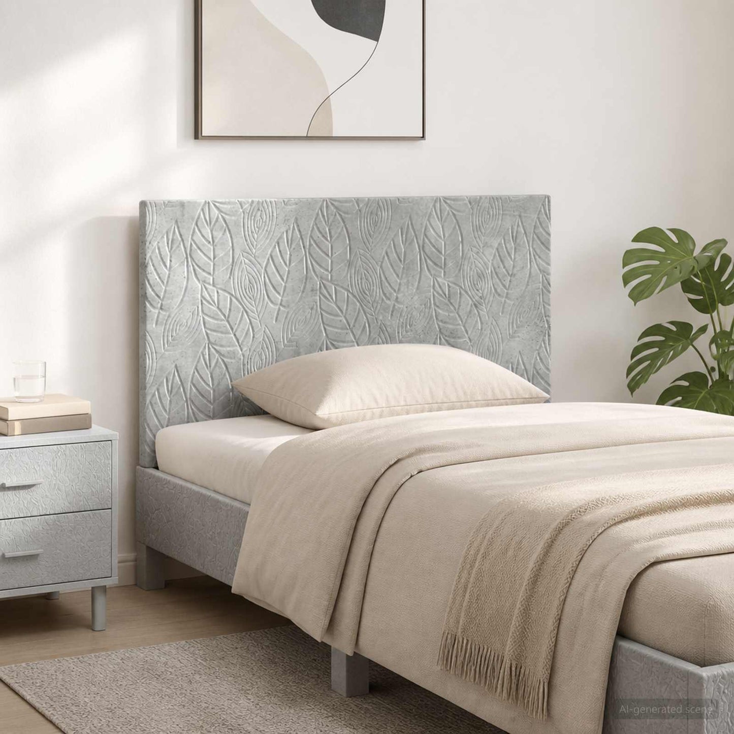 vidaXL Wall-Mounted Headboard DELFT Concrete Grey Engineered Wood 1
