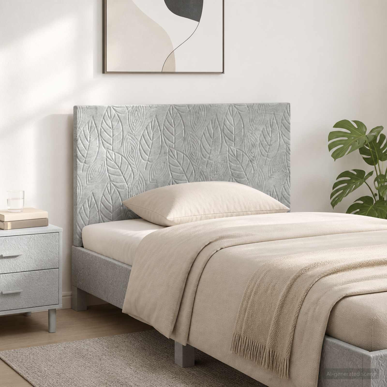 vidaXL Wall-Mounted Headboard DELFT Concrete Grey Engineered Wood 1