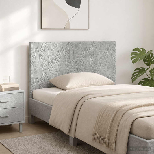 vidaXL Wall-Mounted Headboard DELFT Concrete Grey Engineered Wood shown attached to a bed in a bedroom setting