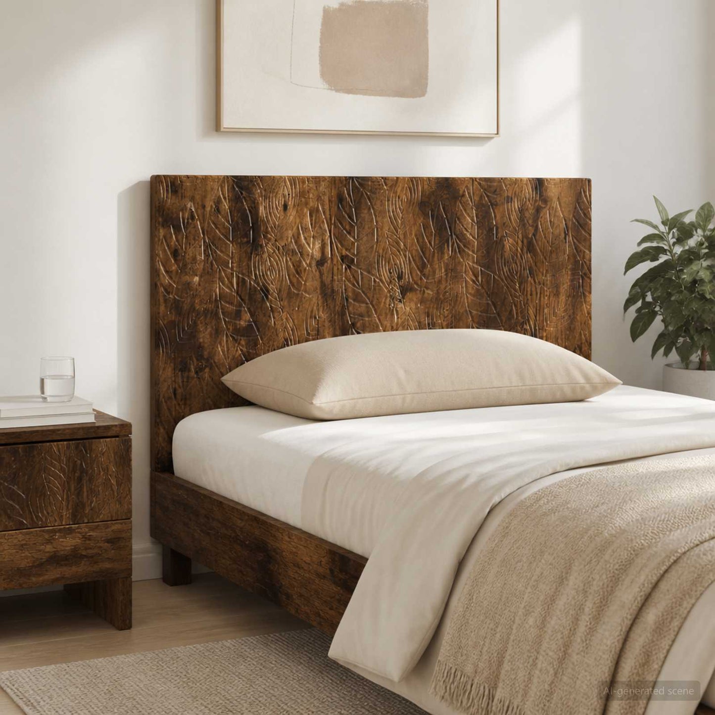 vidaXL Wall-Mounted Headboard DELFT Smoked Oak Engineered Wood 1