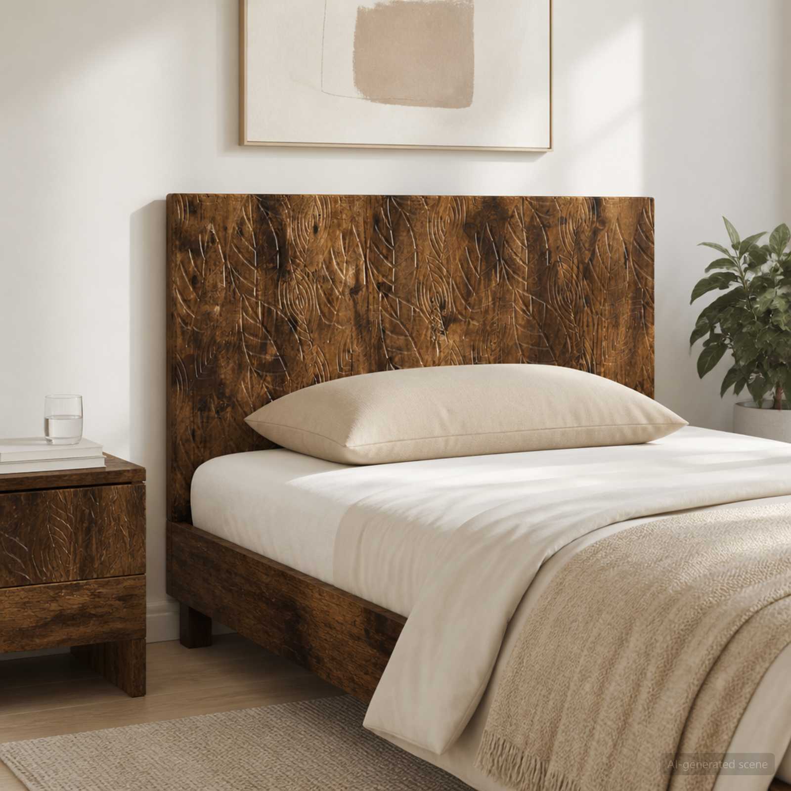 vidaXL Wall-Mounted Headboard DELFT Smoked Oak Engineered Wood 1