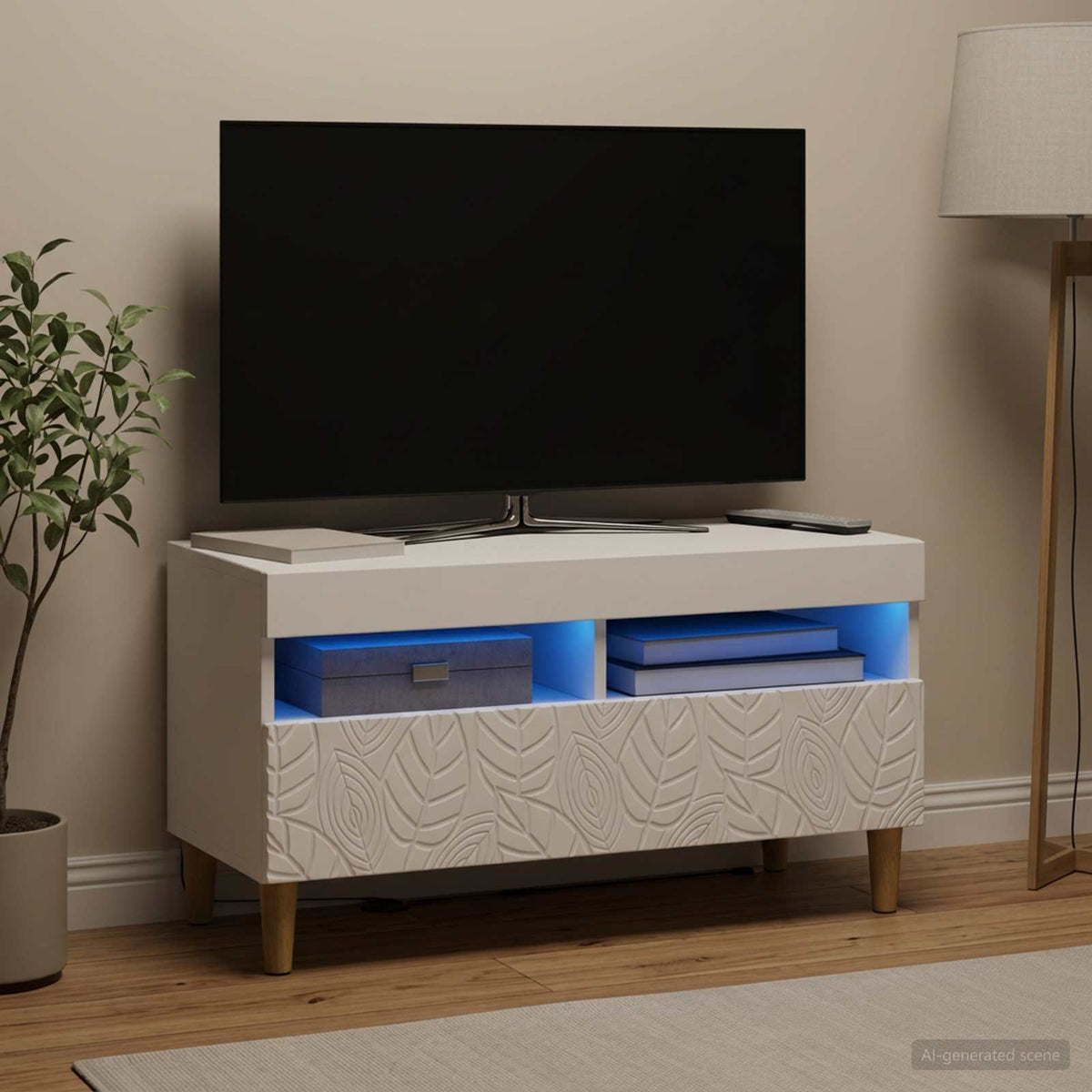 LED TV Cabinet Engineered Wood White