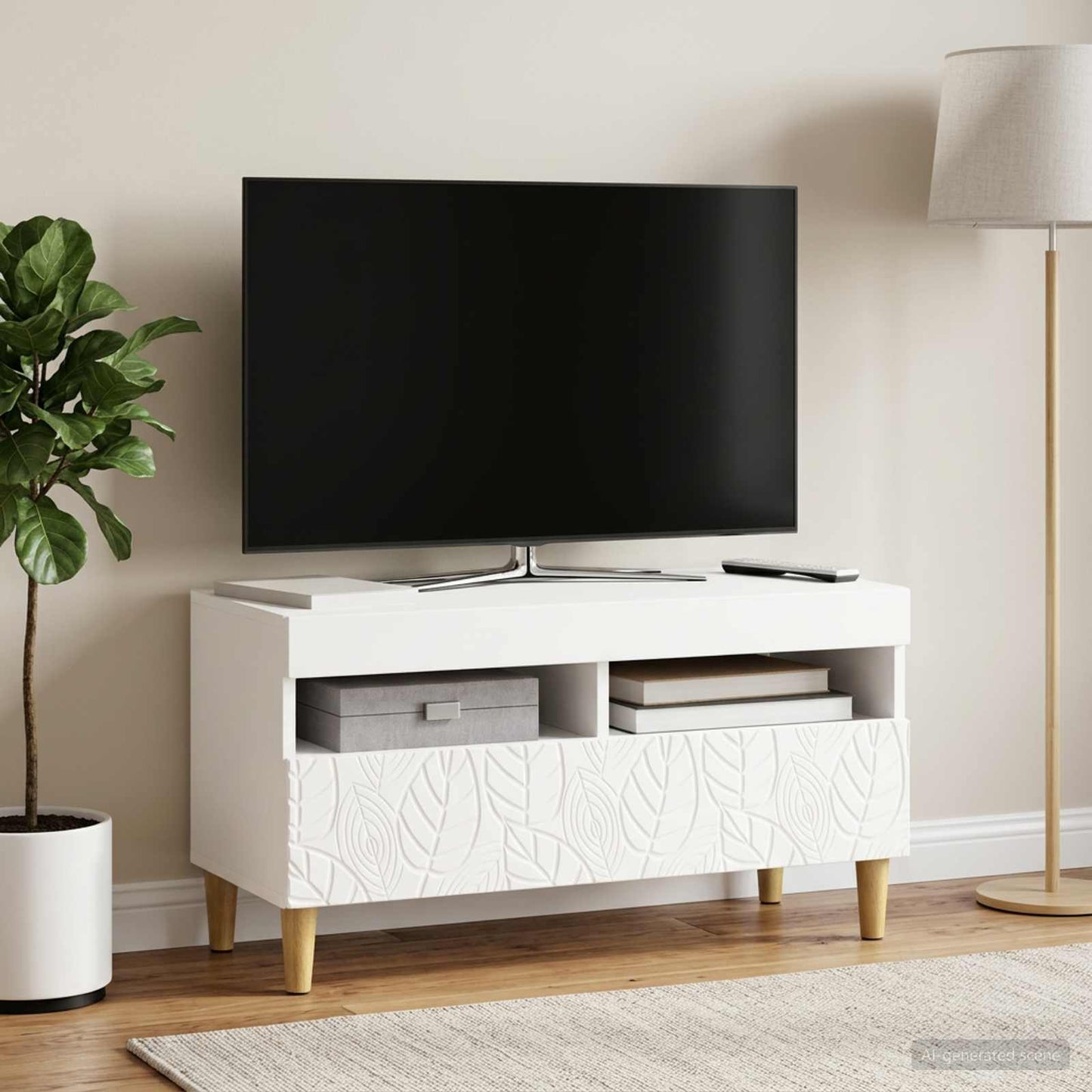 vidaXL LED TV Cabinet White Engineered Wood 4