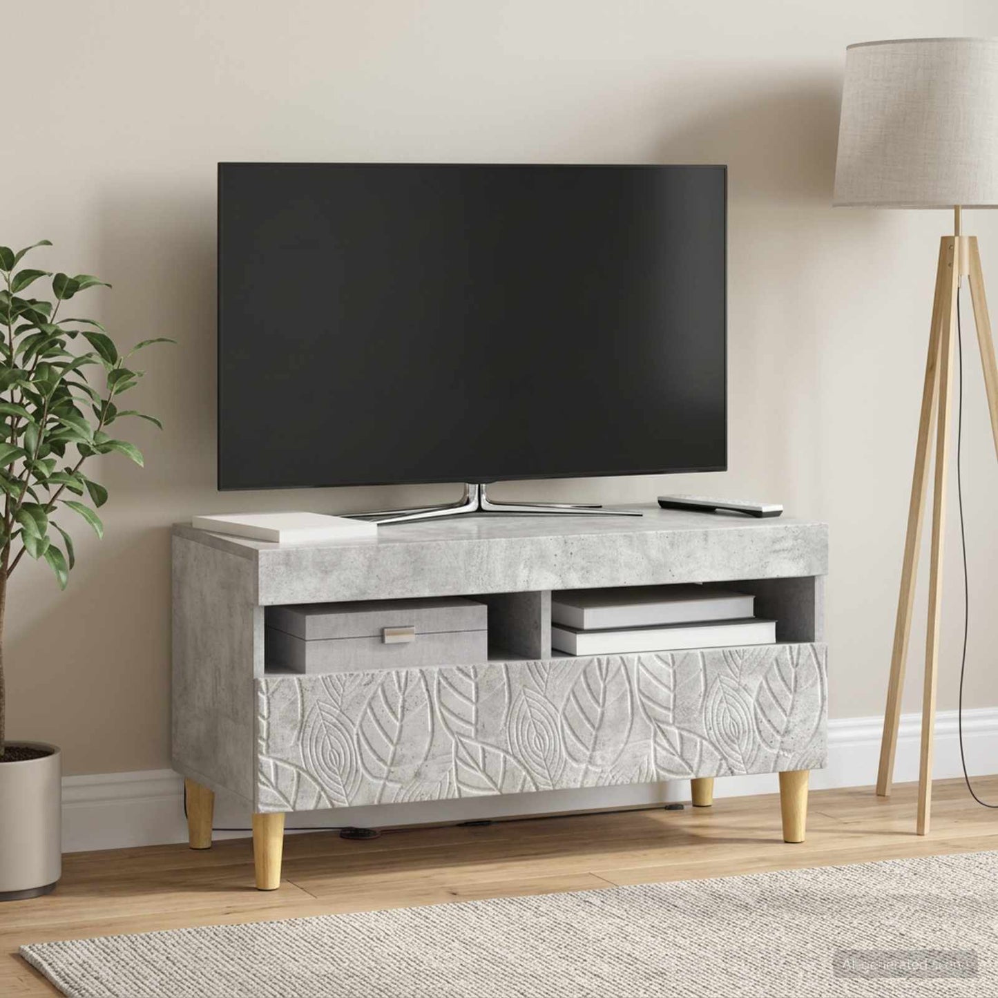 vidaXL LED TV Cabinet Concrete Grey Engineered Wood 4