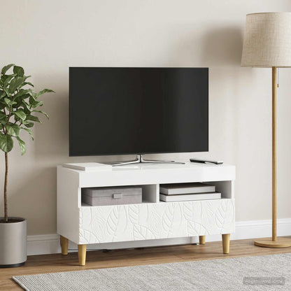 LED TV Cabinet Engineered Wood High gloss white