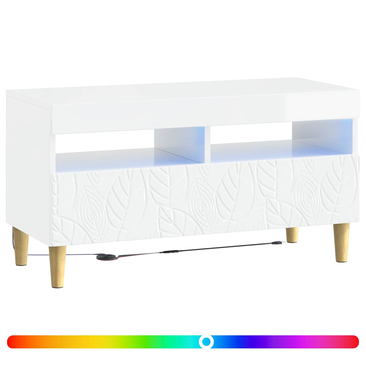 LED TV Cabinet Engineered Wood High gloss white