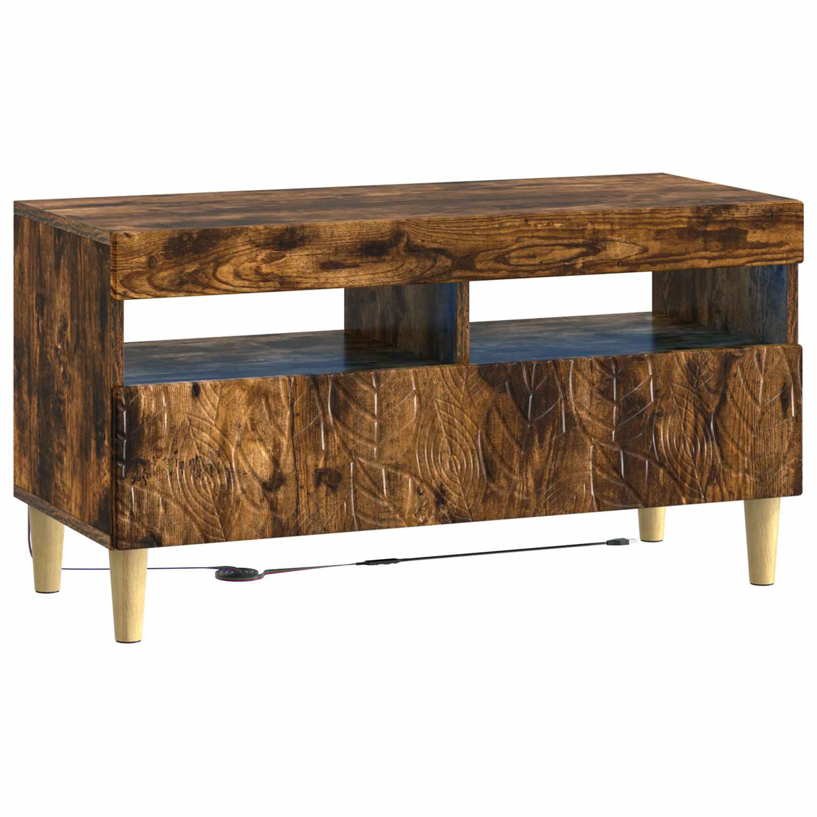 vidaXL LED TV Cabinet Smoked Oak Engineered Wood 2