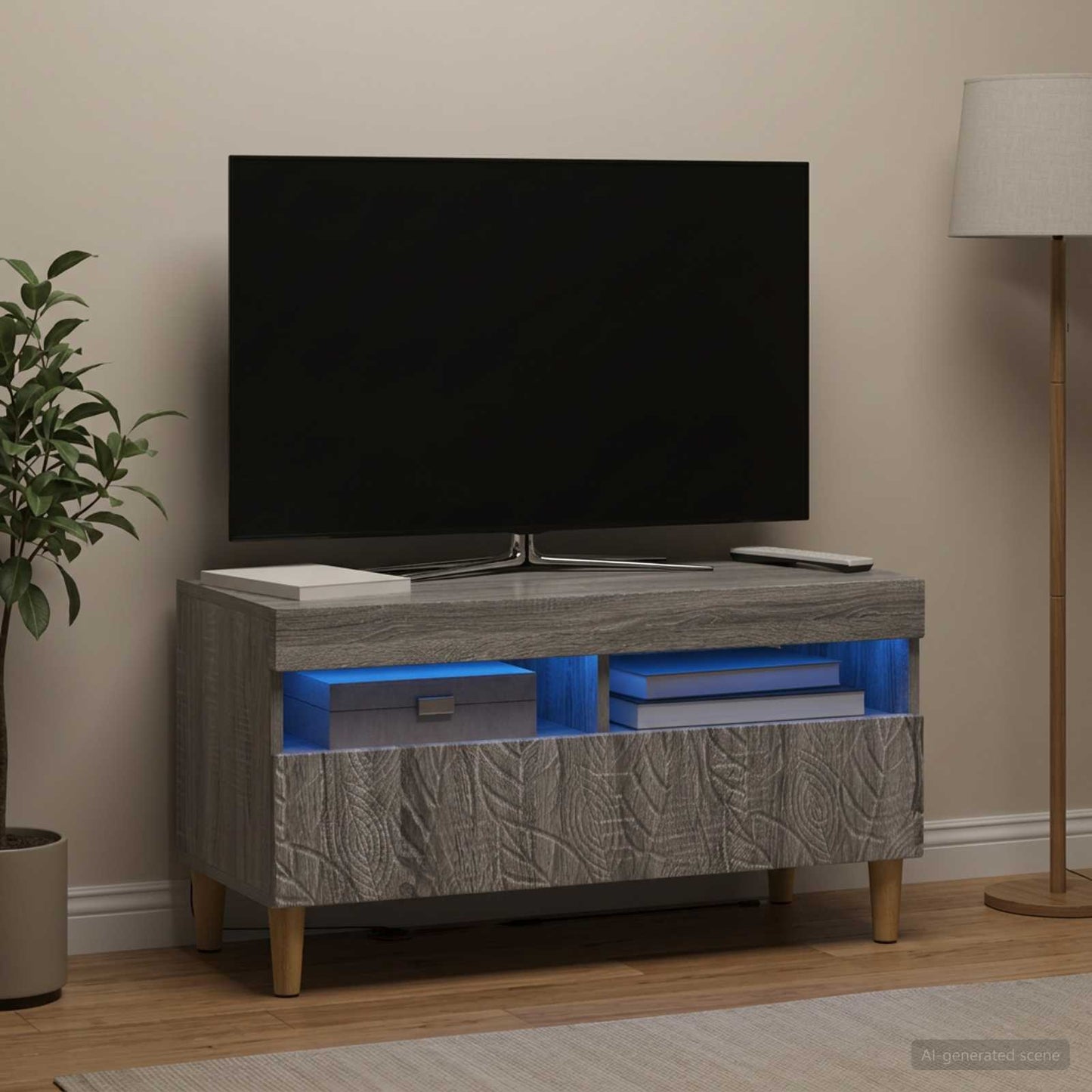 vidaXL LED TV Cabinet Grey Sonoma Engineered Wood 1