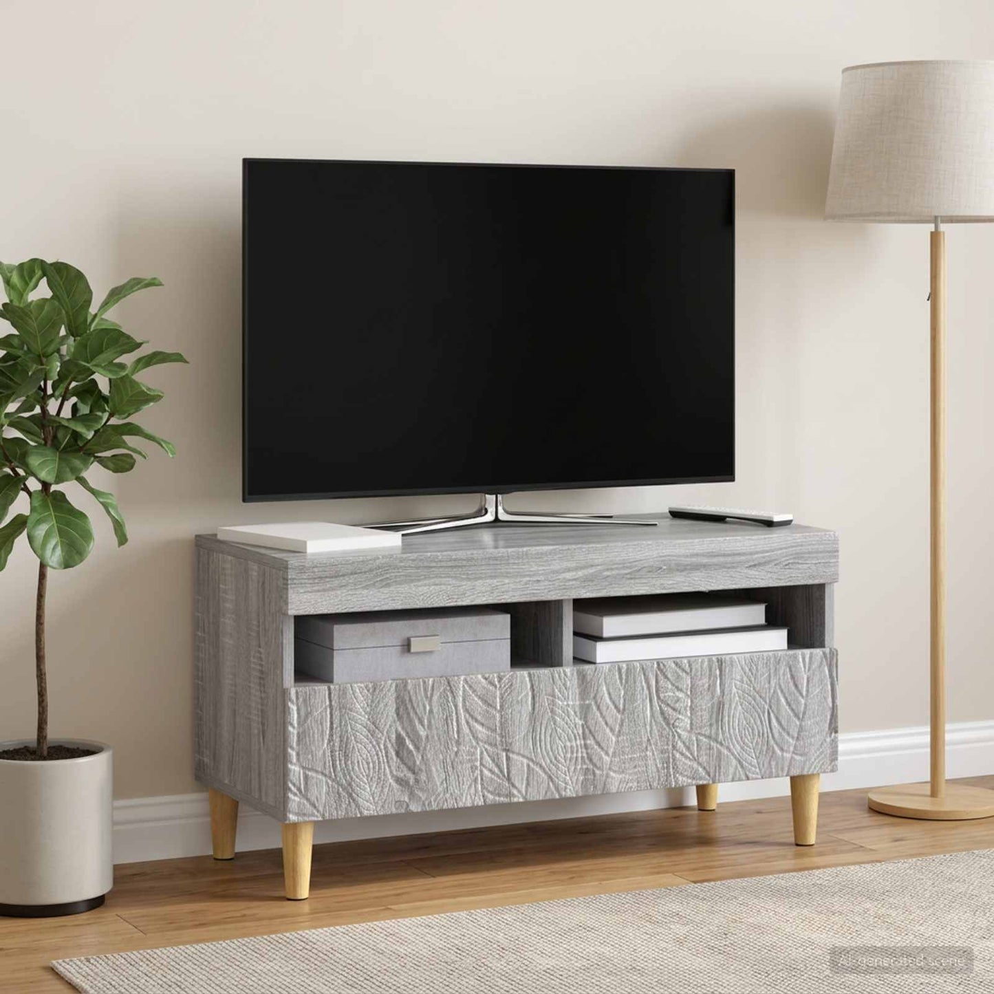 vidaXL LED TV Cabinet Grey Sonoma Engineered Wood 4