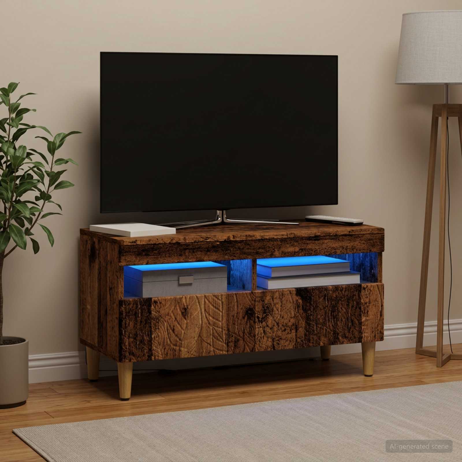 vidaXL LED TV Cabinet Old Wood Engineered Wood 4