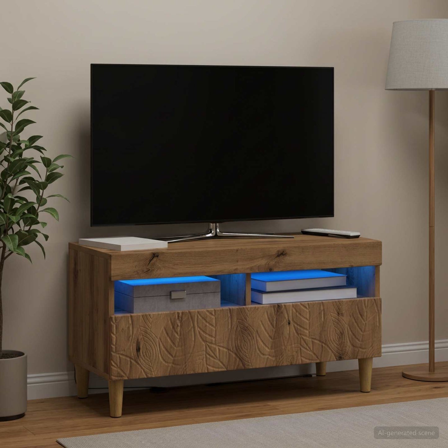 vidaXL LED TV Cabinet Artisan Oak Engineered Wood 1