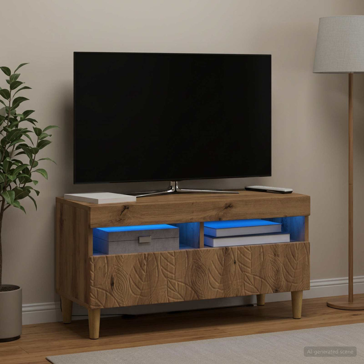 LED TV Cabinet Engineered Wood Artisan oak