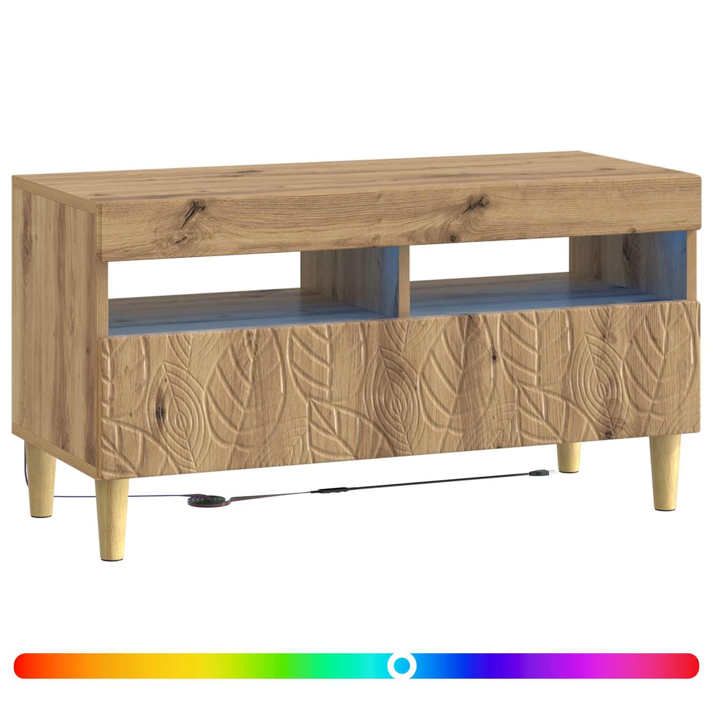 vidaXL LED TV Cabinet Artisan Oak Engineered Wood 3