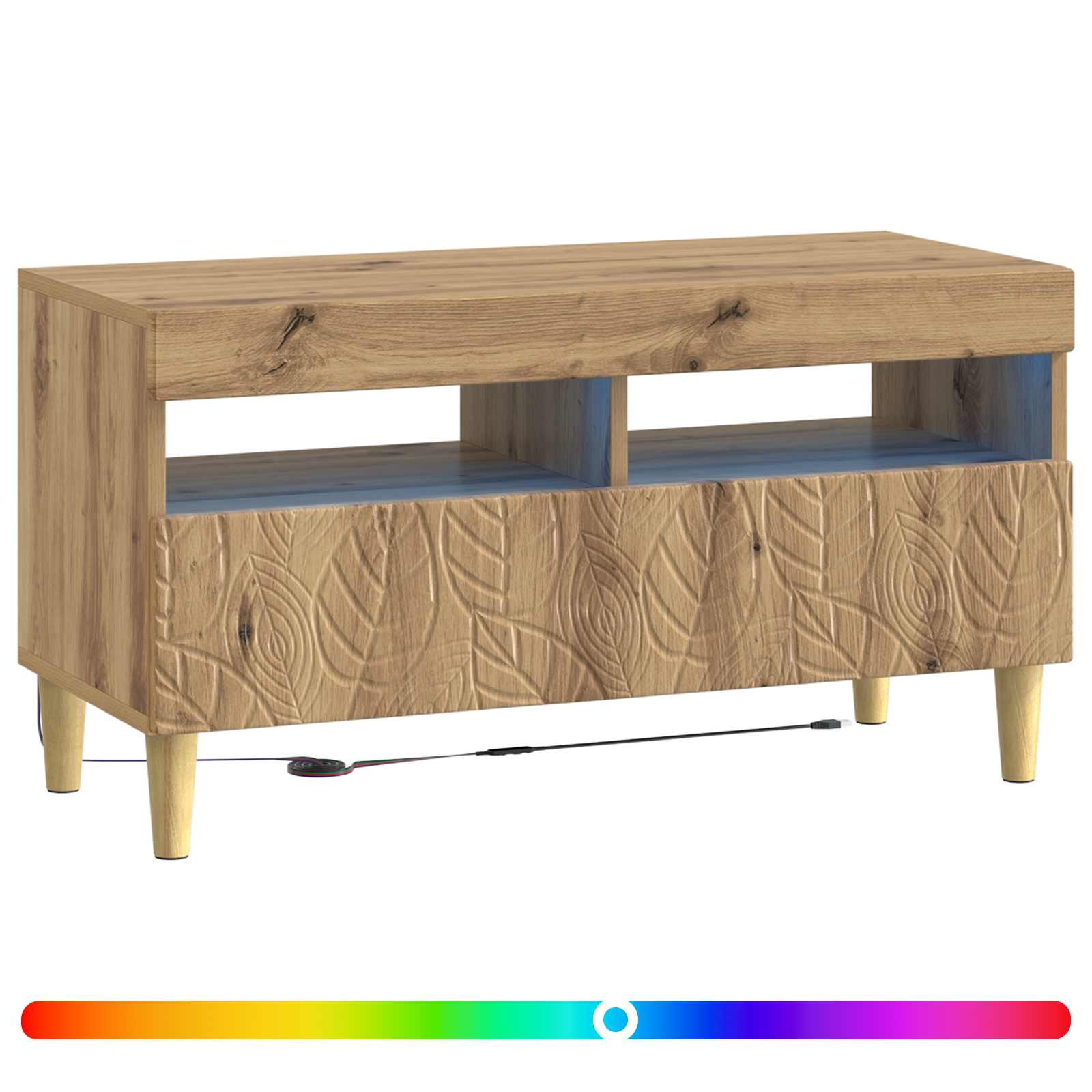 vidaXL LED TV Cabinet Artisan Oak Engineered Wood 3