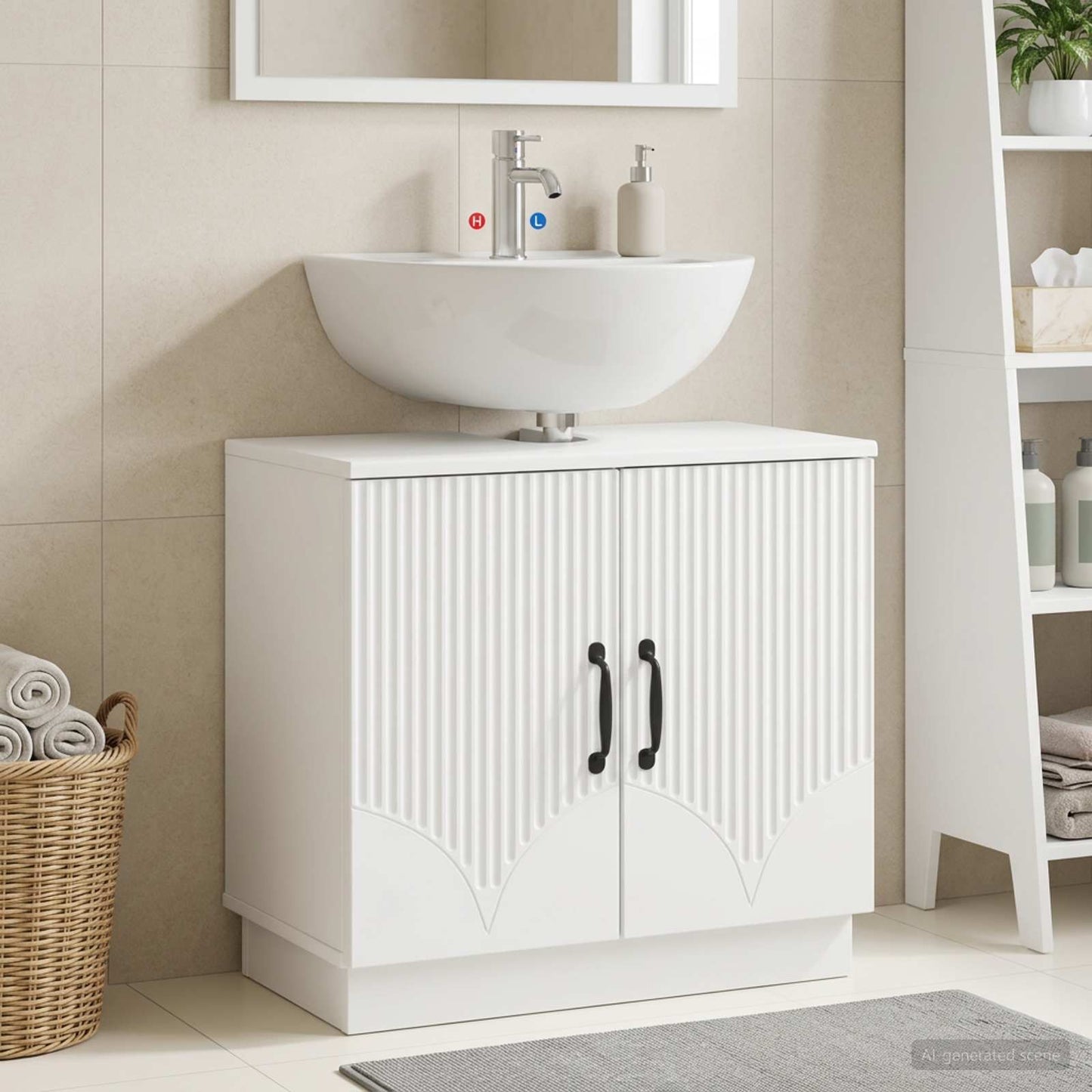 vidaXL Bathroom Sink Cabinet HOORN White 59.5 x 31.5x 56 cm 1