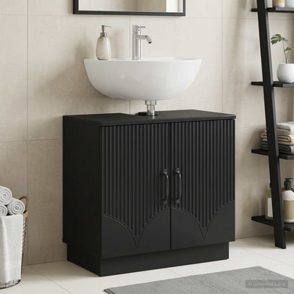 vidaXL Bathroom Sink Cabinet HOORN Black 59.5 x 31.5x 56 cm 1