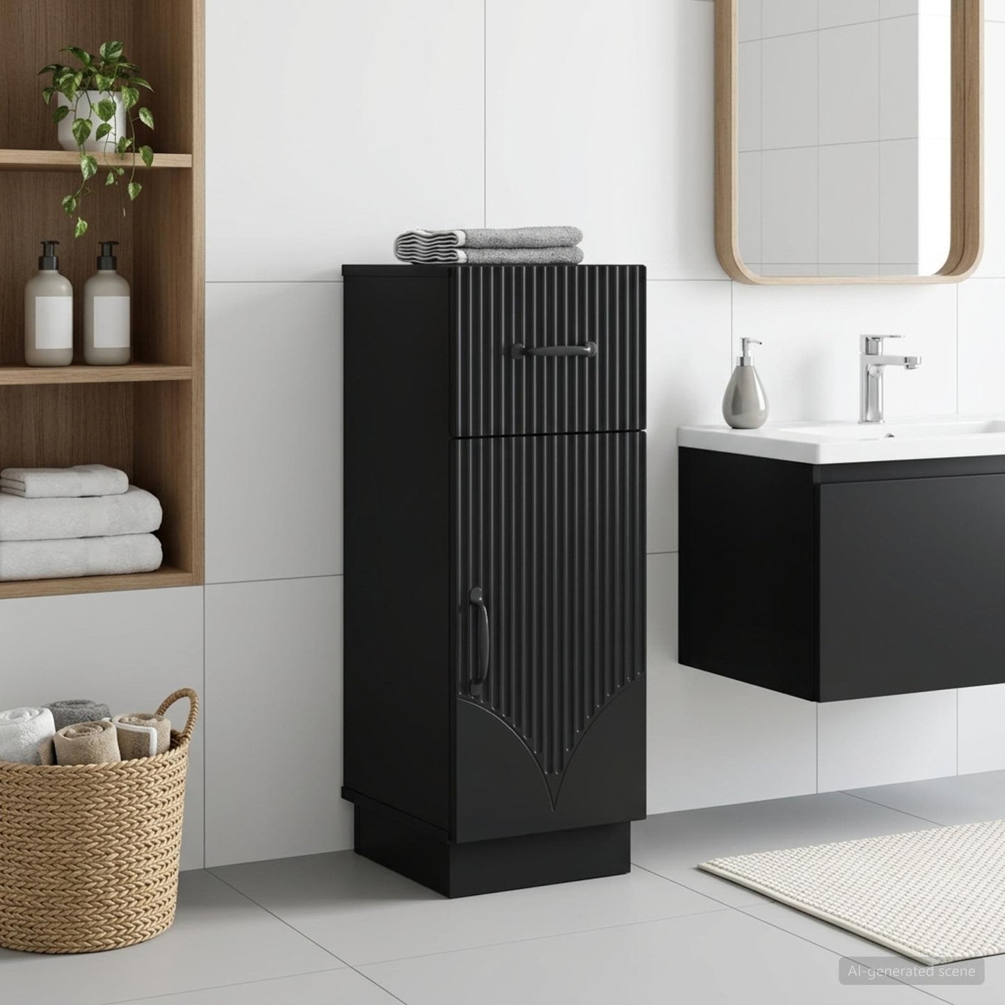 vidaXL Bathroom Storage Cainet HOORN Black 30 x 31 x 77 cm 1