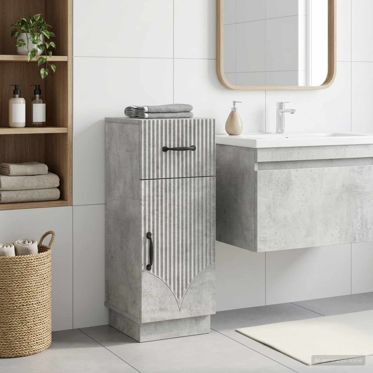 vidaXL Bathroom Storage Cainet HOORN Concrete Grey 30 x 31 x 77 cm 1