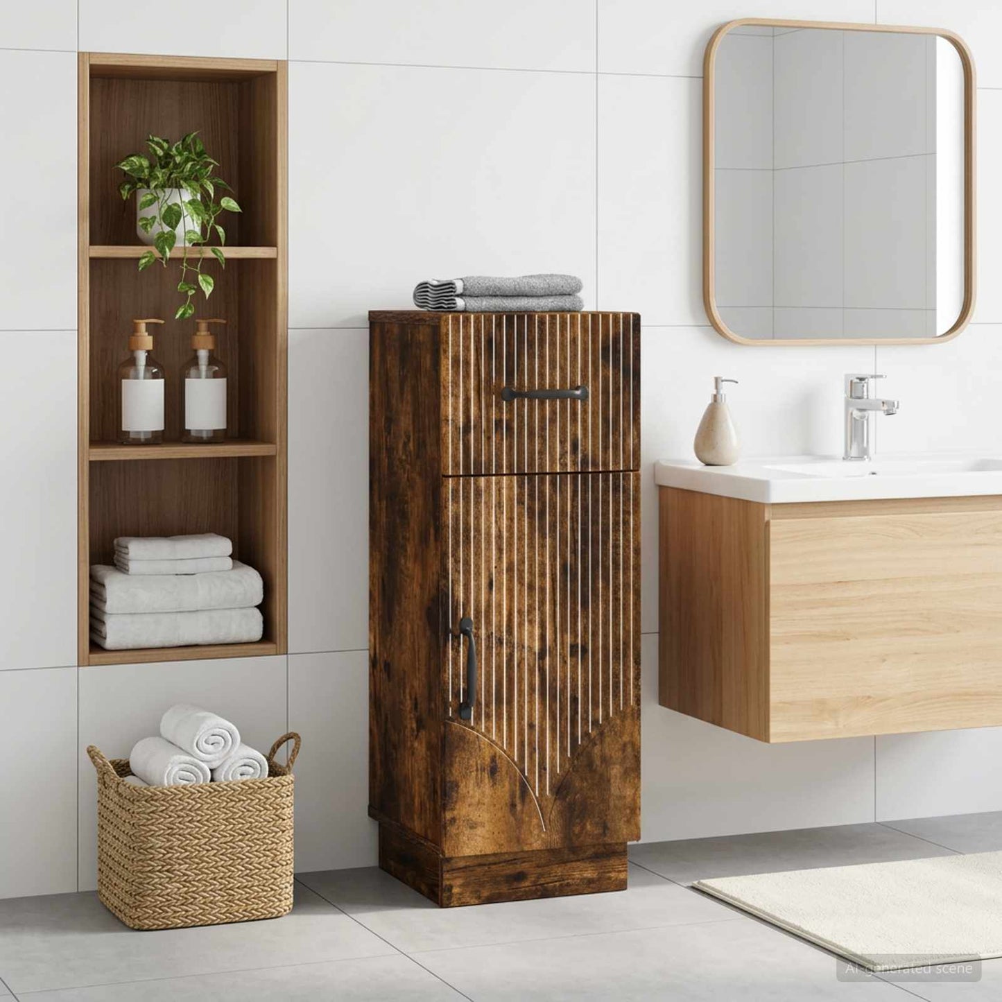 vidaXL Bathroom Storage Cainet HOORN Smoked Oak 30 x 31 x 77 cm 1