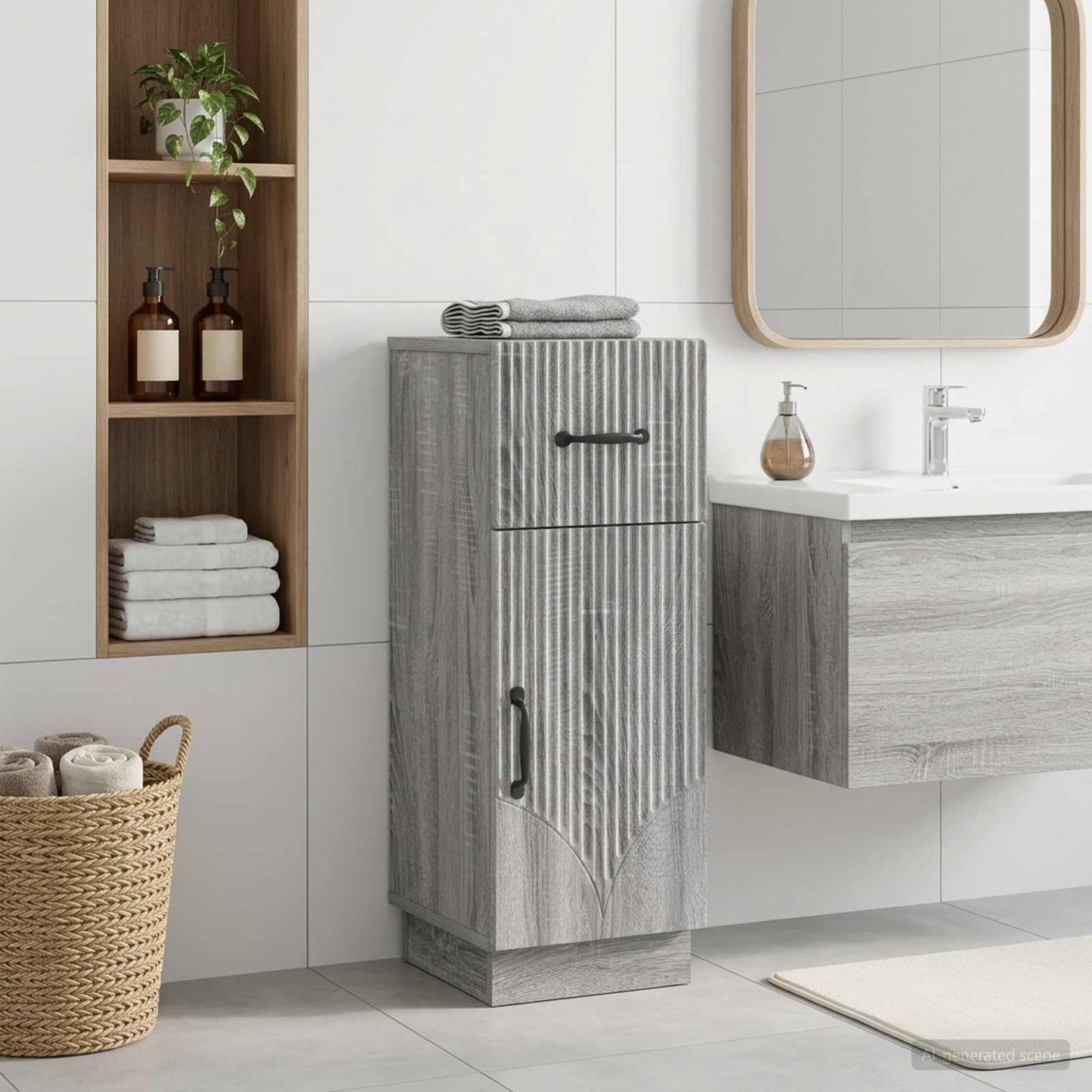 vidaXL Bathroom Storage Cainet HOORN Grey Sonoma 30 x 31 x 77 cm 1