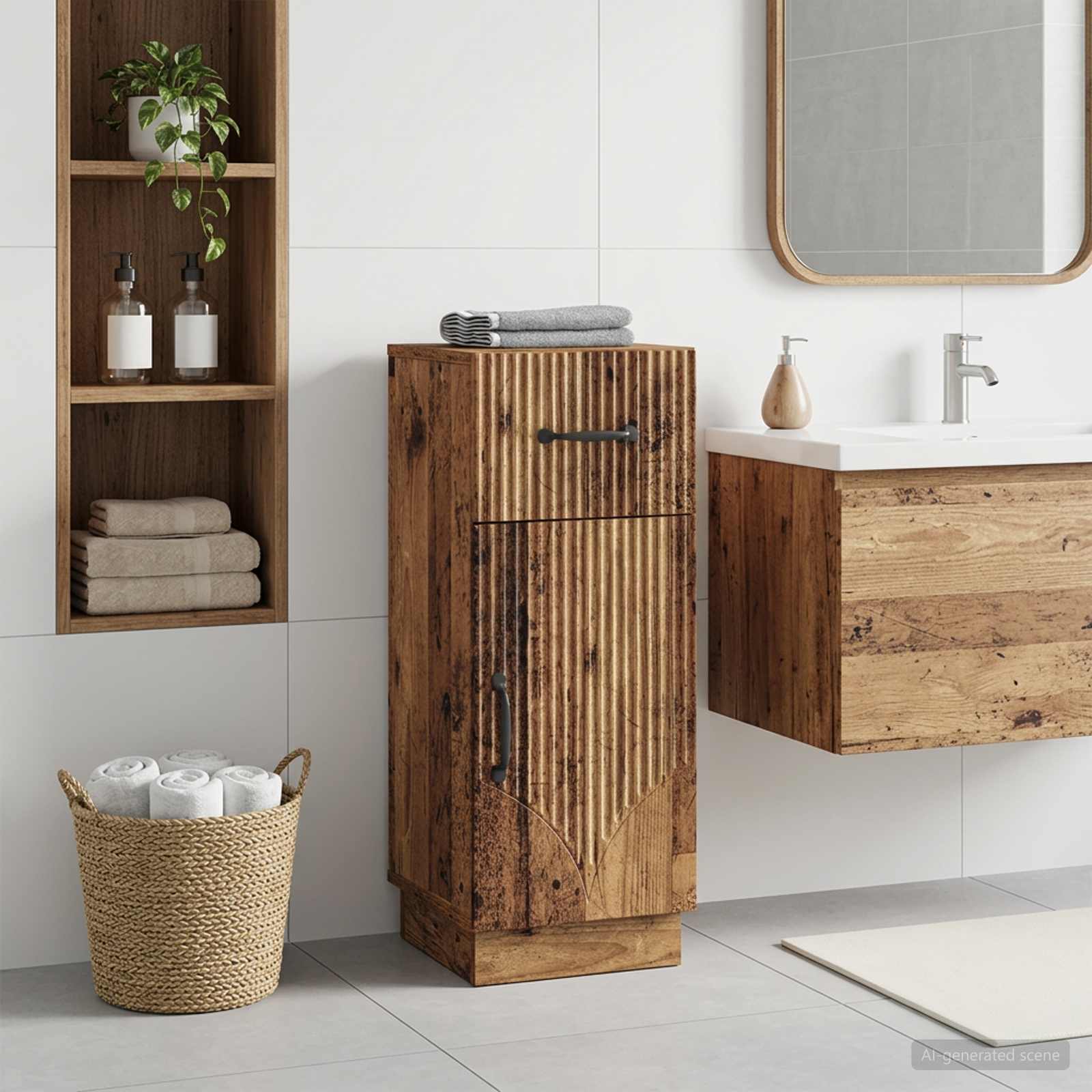 vidaXL Bathroom Storage Cainet HOORN Old Wood 30 x 31 x 77 cm 1