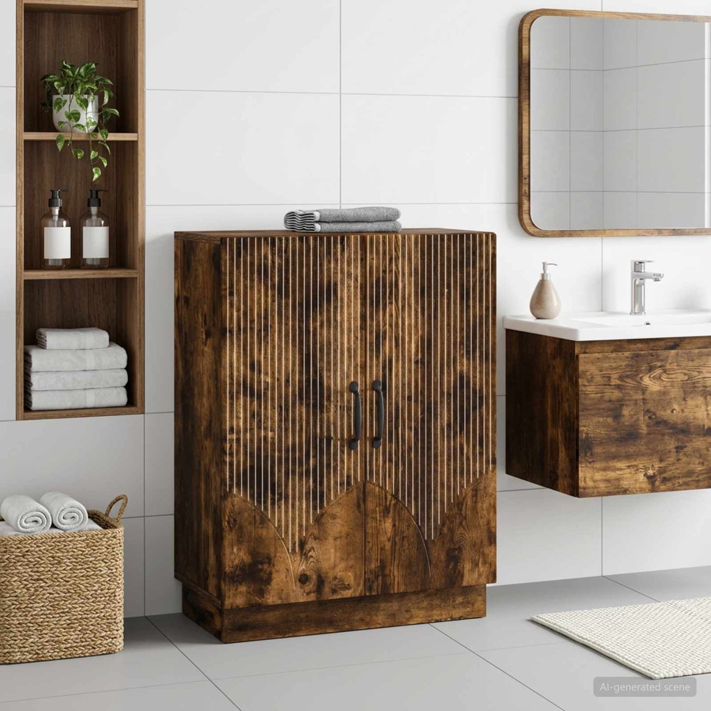 vidaXL Bathroom Storage Cainet HOORN Smoked Oak 59.5 x 31 x 77 cm 1