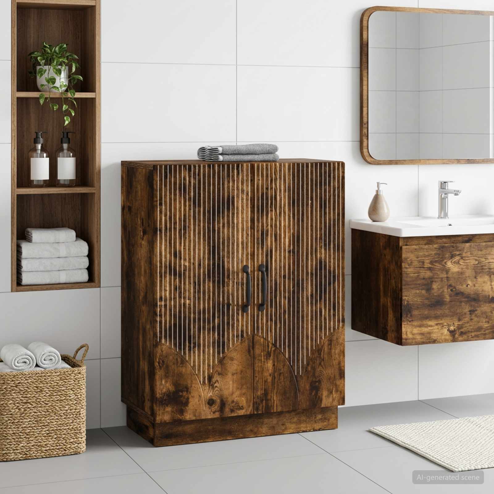 vidaXL Bathroom Storage Cainet HOORN Smoked Oak 59.5 x 31 x 77 cm 1