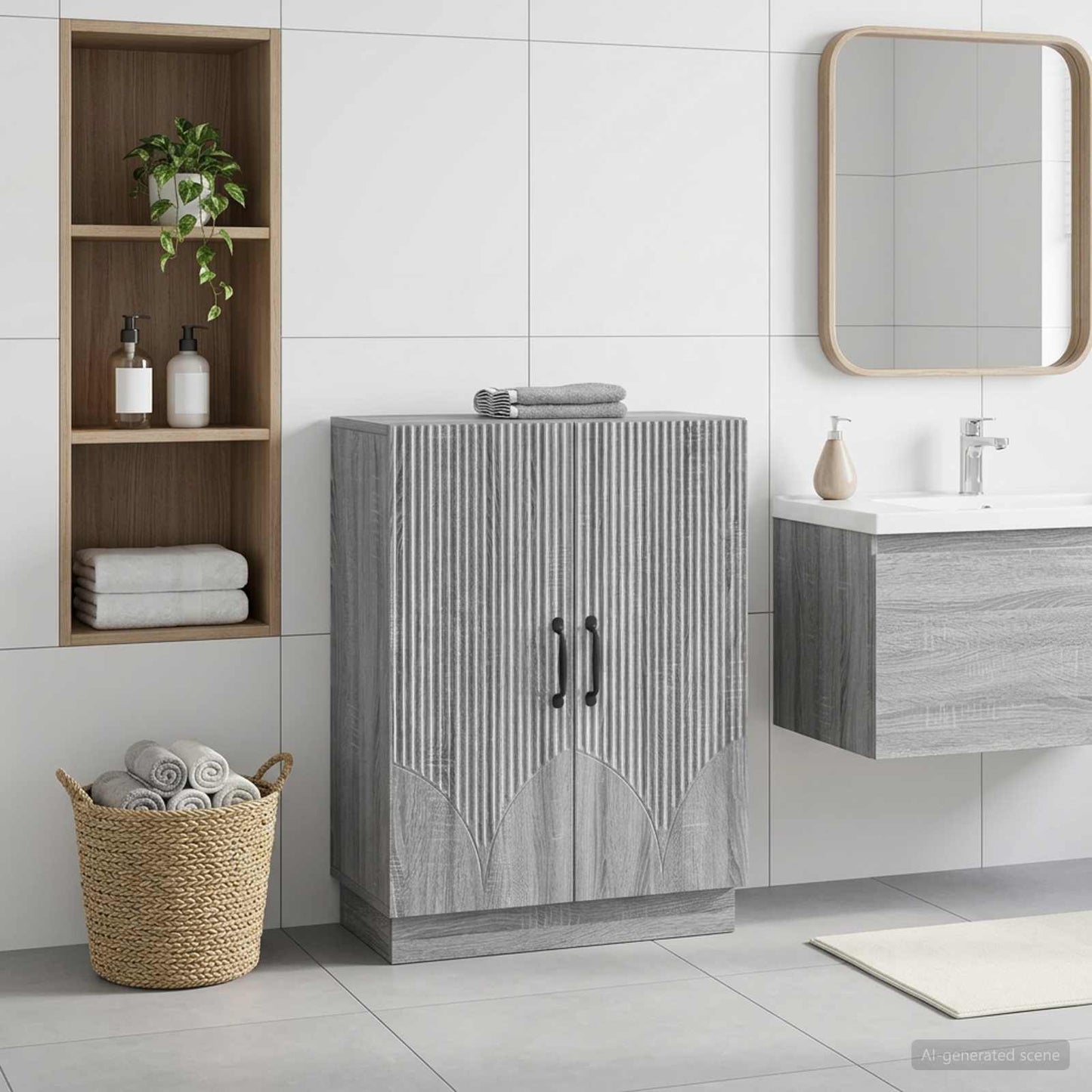 vidaXL Bathroom Storage Cainet HOORN Grey Sonoma 59.5 x 31 x 77 cm 1