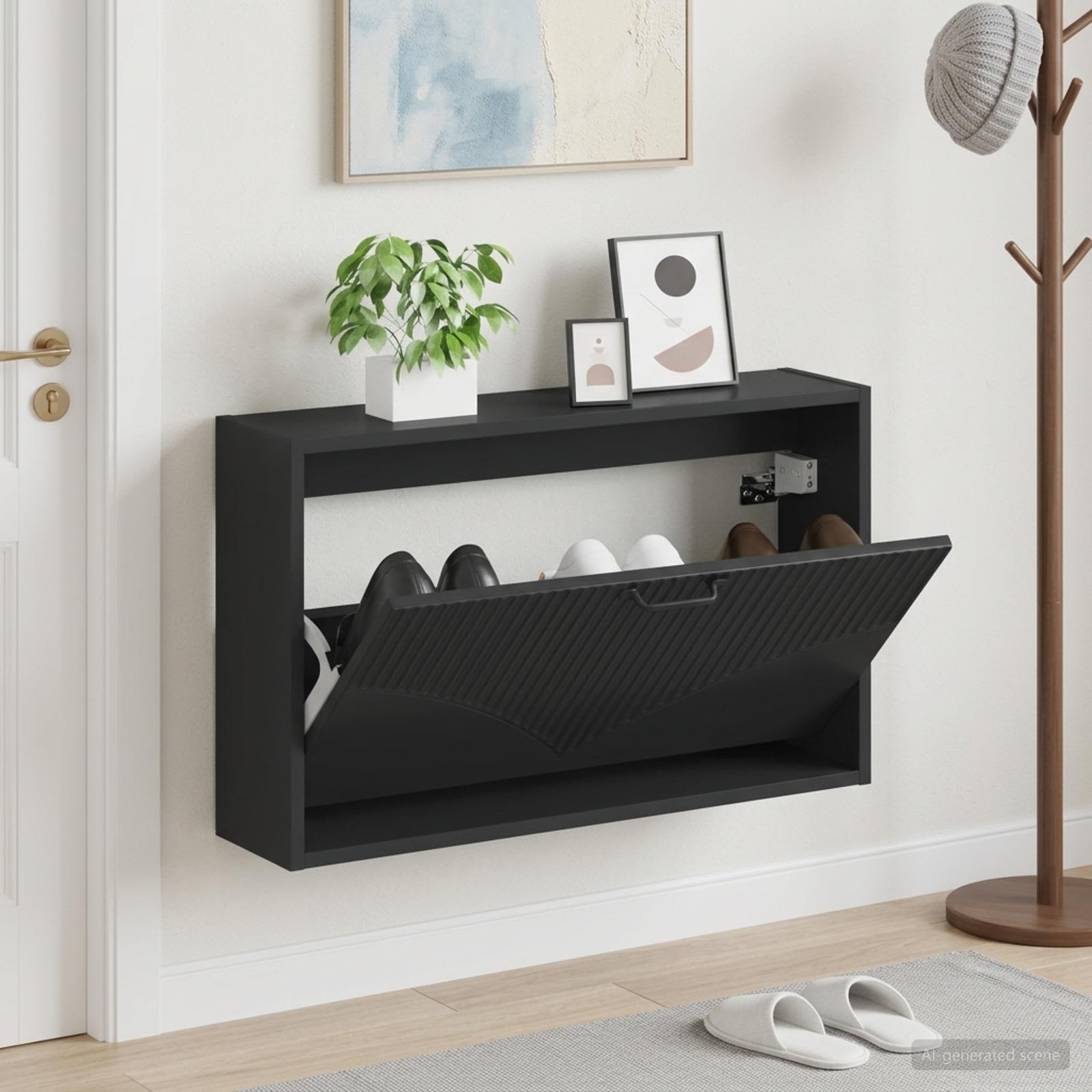 vidaXL Wall-Mounted Shoe Cabinet HOORN 71 x 17 x 43 cm Engineered Wood 1