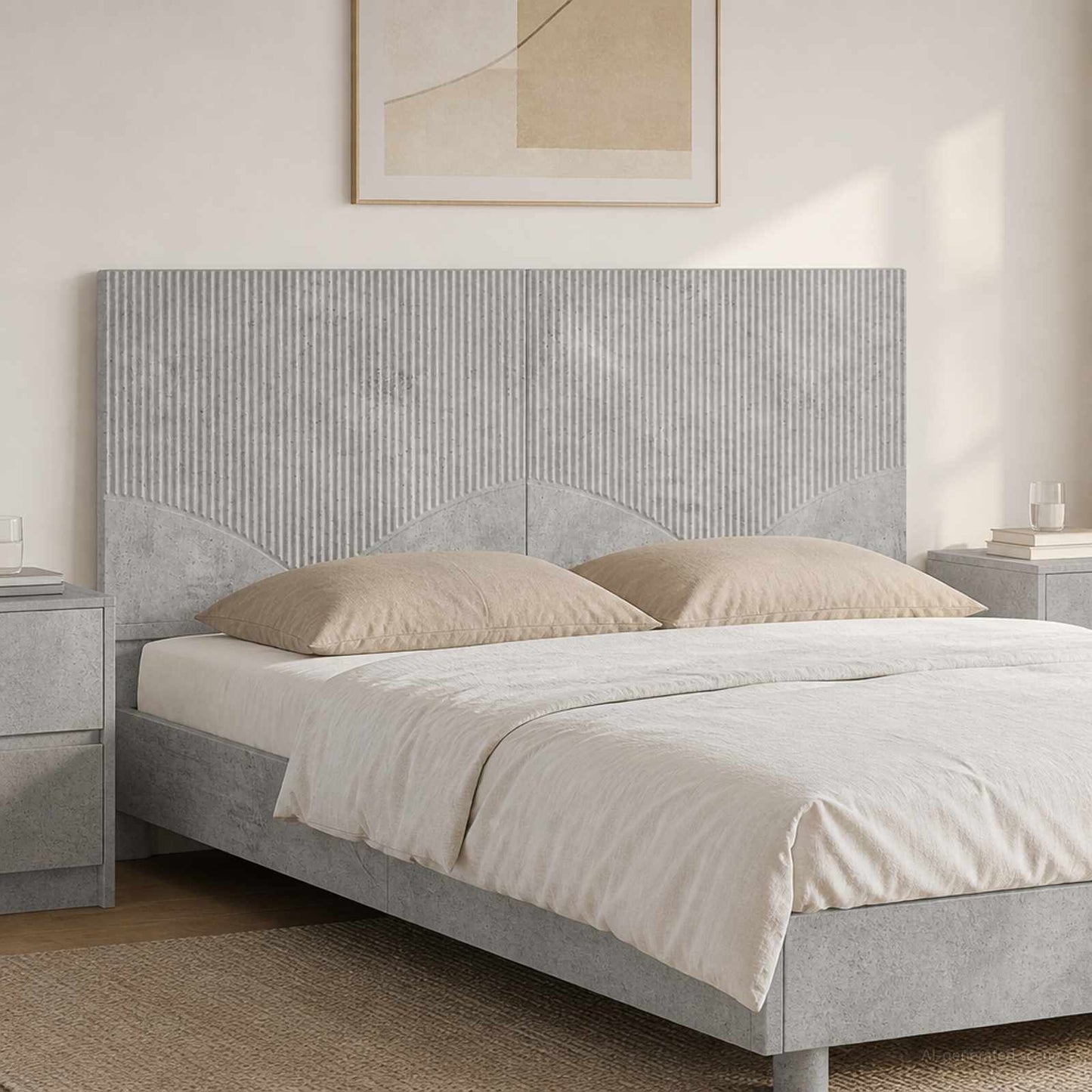 vidaXL Wall-Mounted Headboard HOORN Concrete Grey Engineered Wood 1