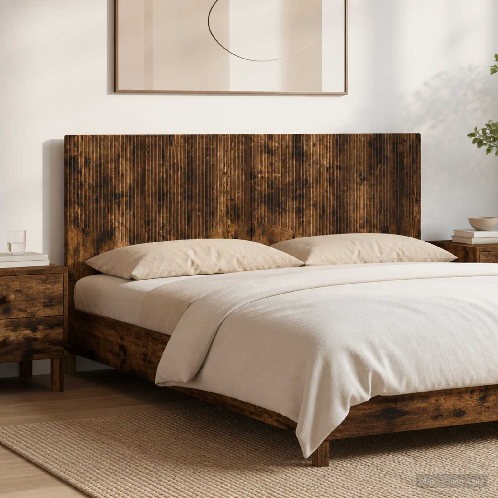 vidaXL Wall-Mounted Headboard HOORN Smoked Oak Engineered Wood 1