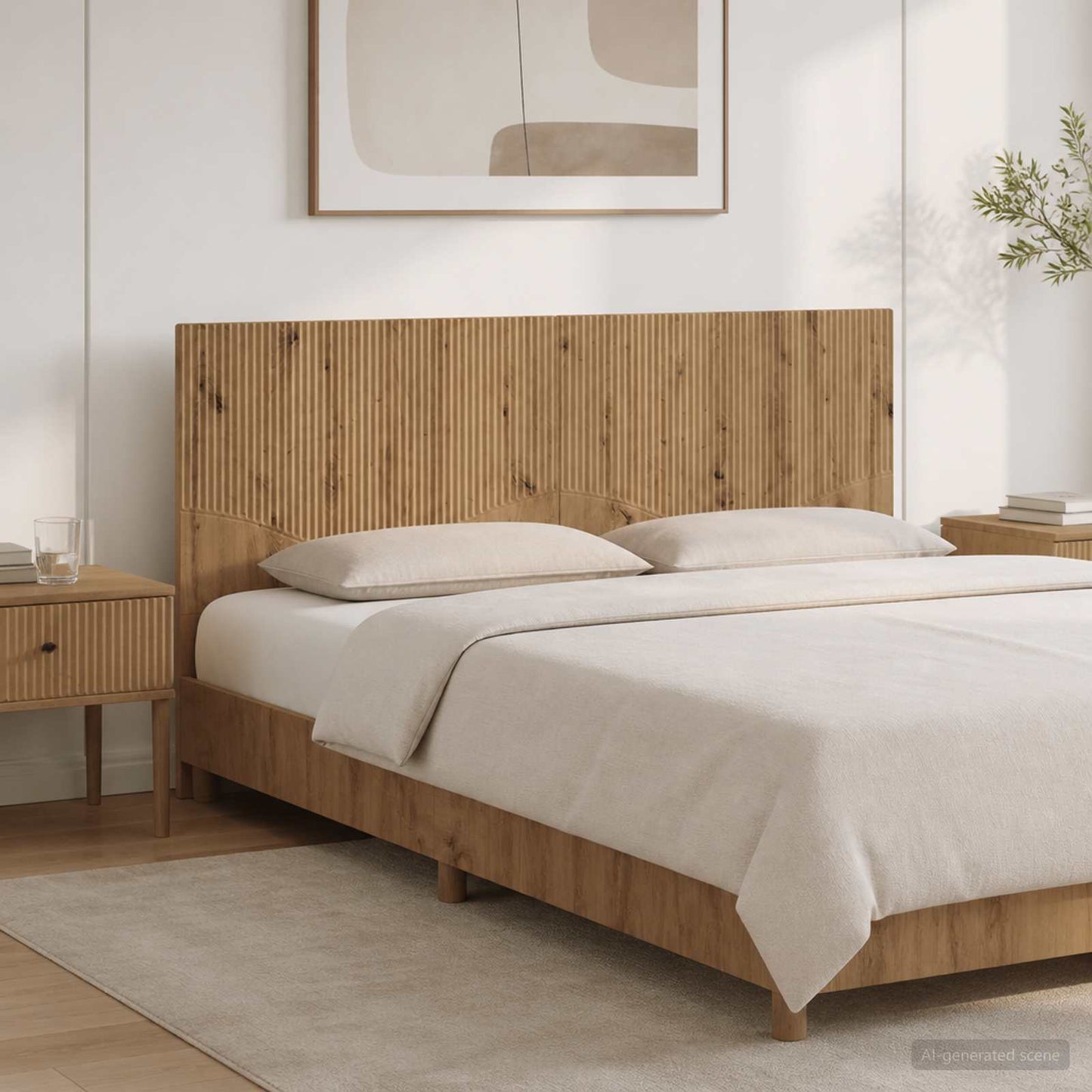 vidaXL Wall-Mounted Headboard HOORN Artisan Oak Engineered Wood 1