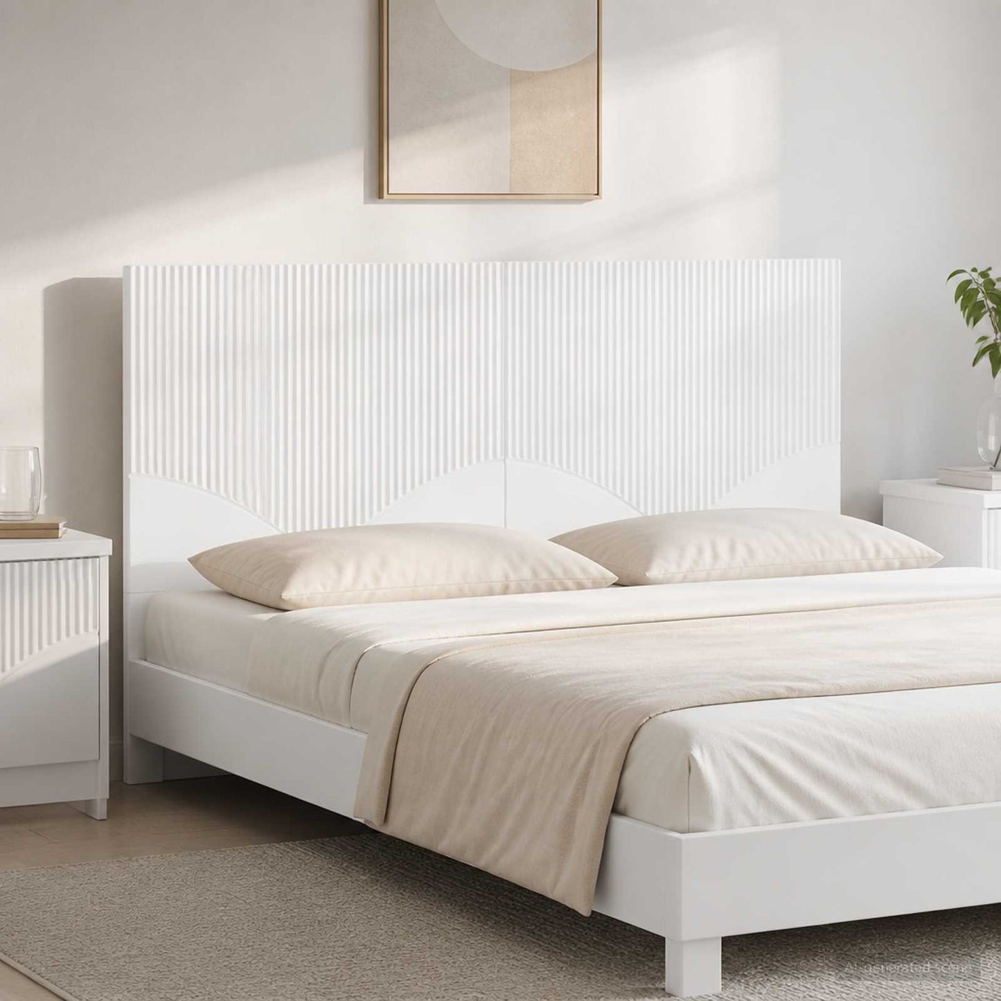 vidaXL Wall-Mounted Headboard HOORN White Engineered Wood 1