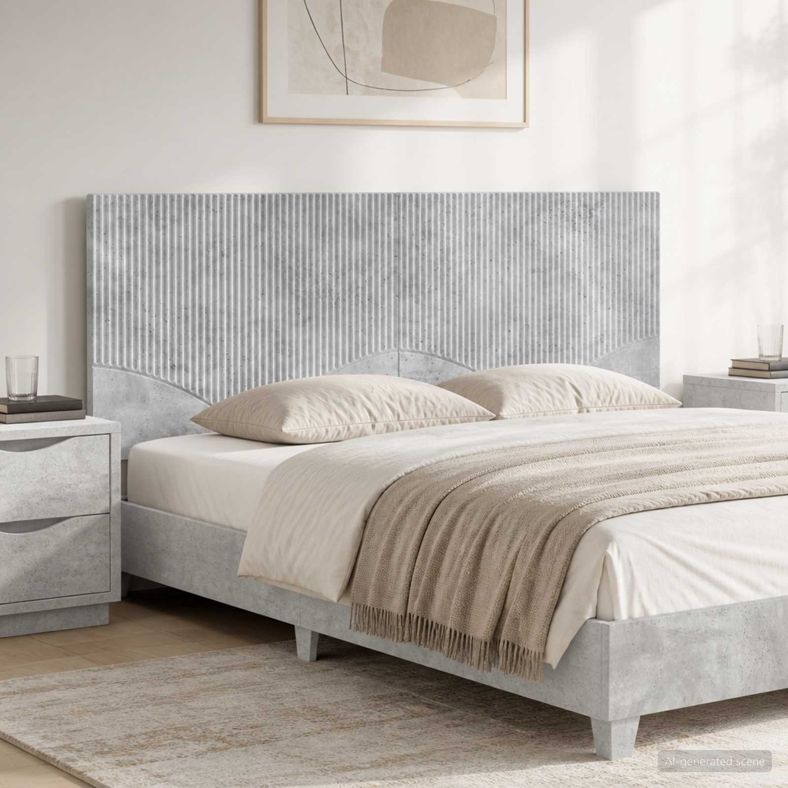 vidaXL Wall-Mounted Headboard HOORN Concrete Grey Engineered Wood 1