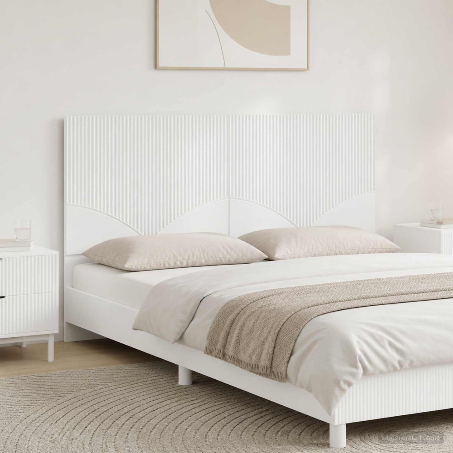 vidaXL Wall-Mounted Headboard HOORN High Gloss White Engineered Wood 1
