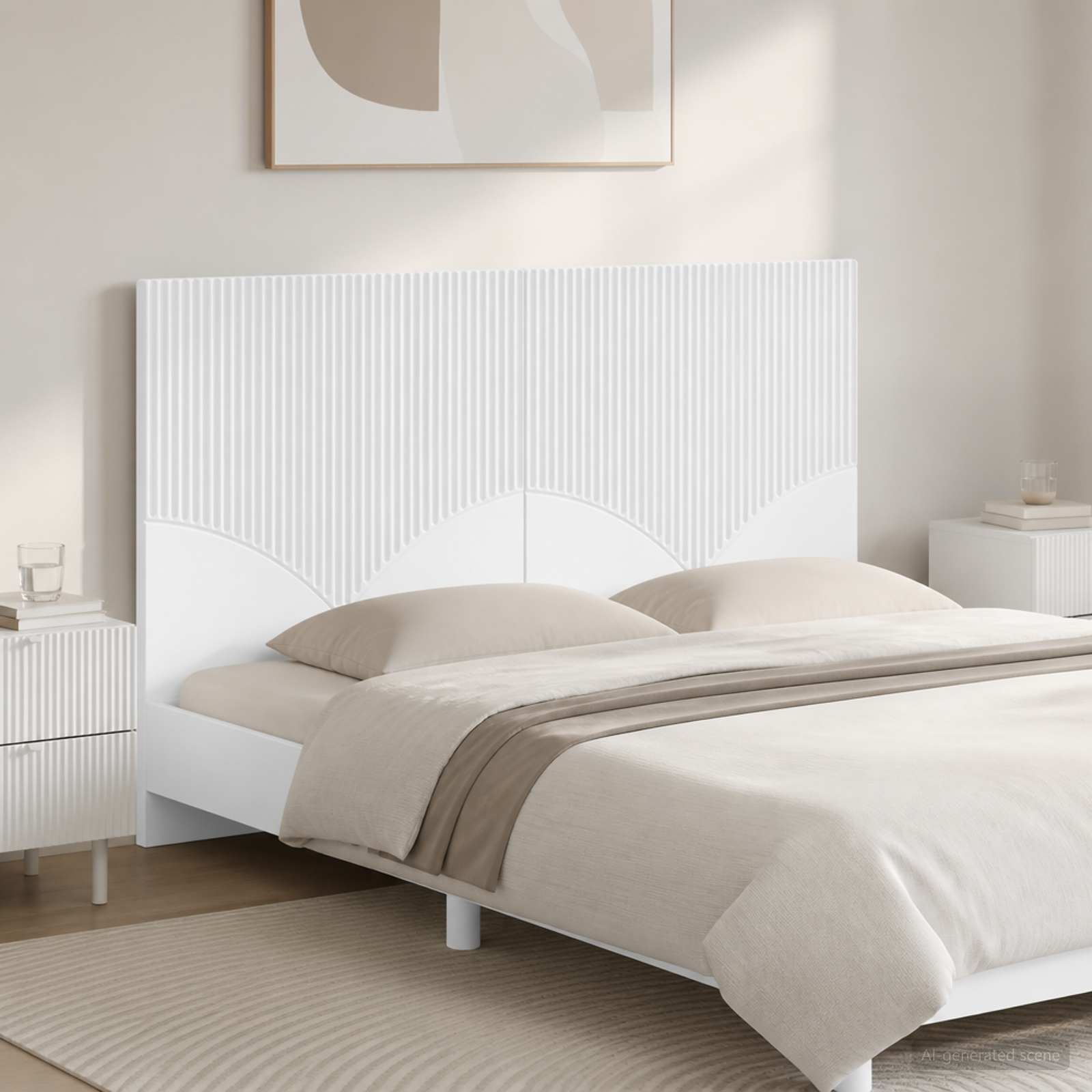 vidaXL Wall-Mounted Headboard HOORN White Engineered Wood 1