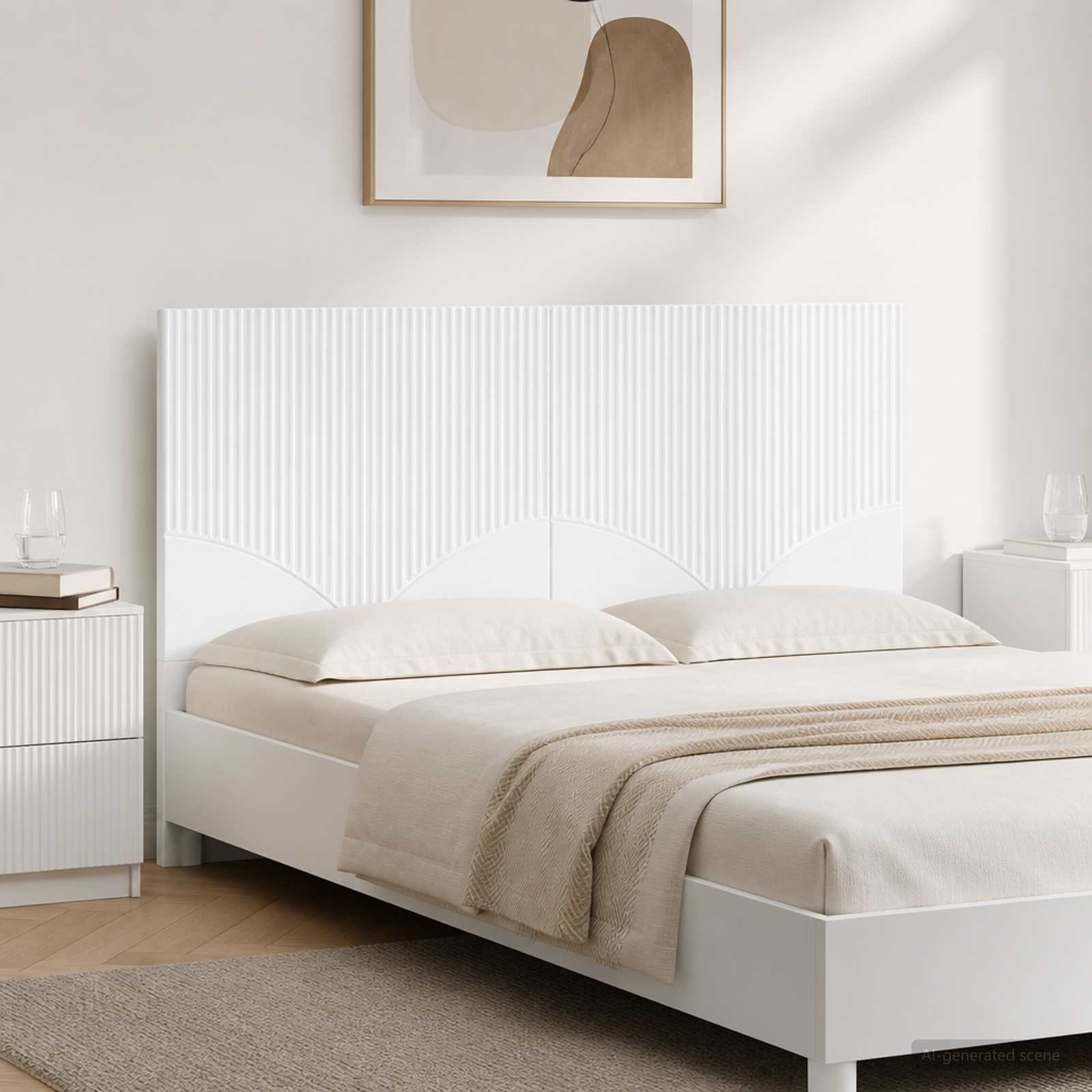 vidaXL Wall-Mounted Headboard HOORN High Gloss White Engineered Wood 1