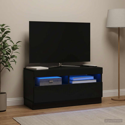 vidaXL LED TV Cabinet Black Engineered Wood 1