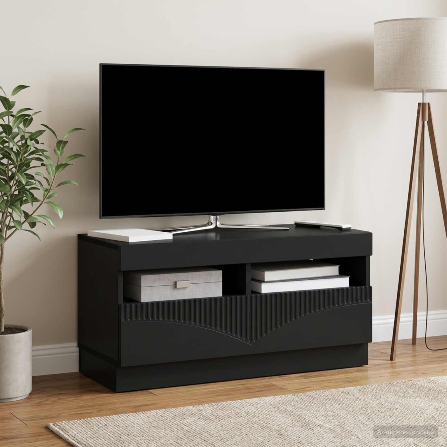 vidaXL LED TV Cabinet Black Engineered Wood 4