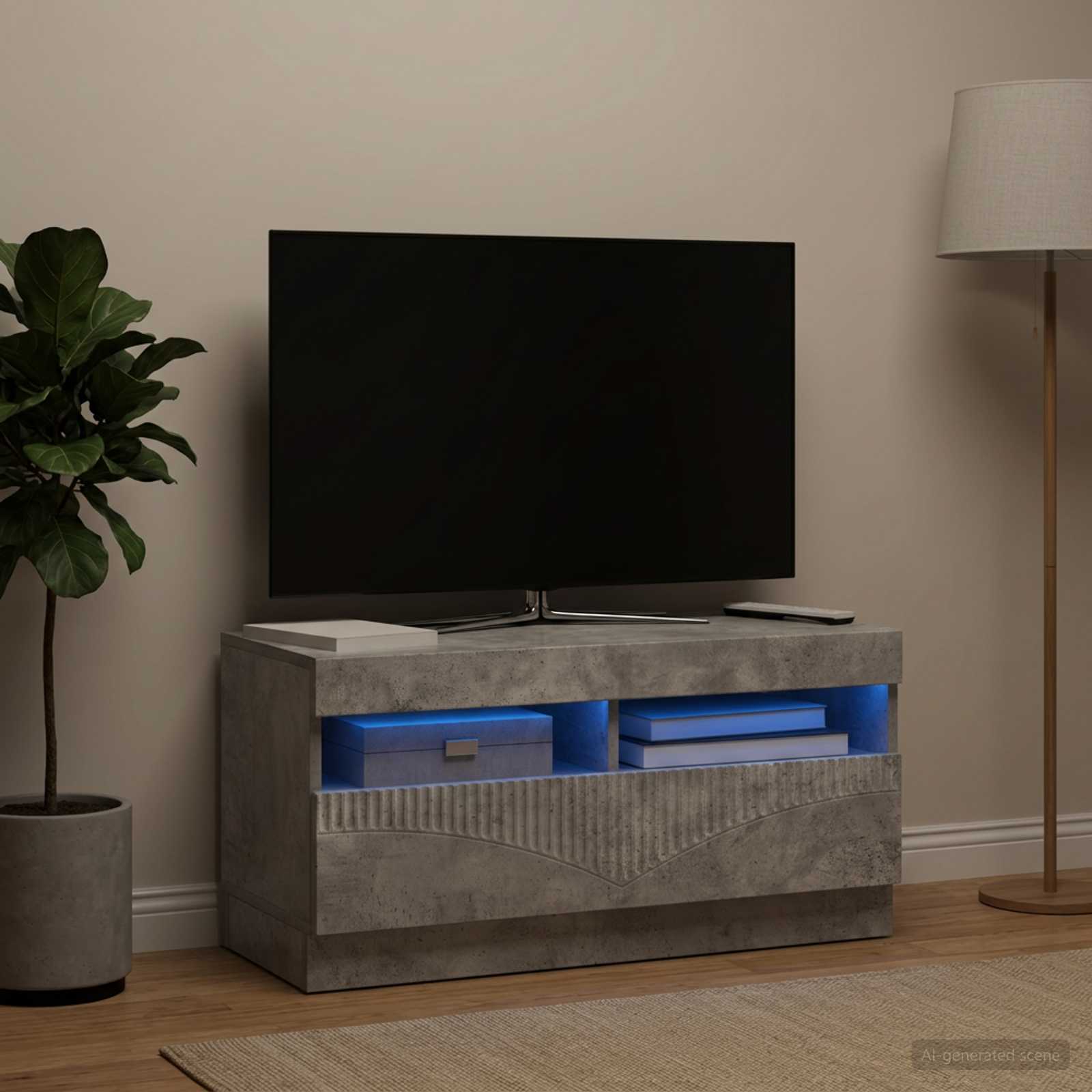 vidaXL LED TV Cabinet Concrete Grey Engineered Wood 4