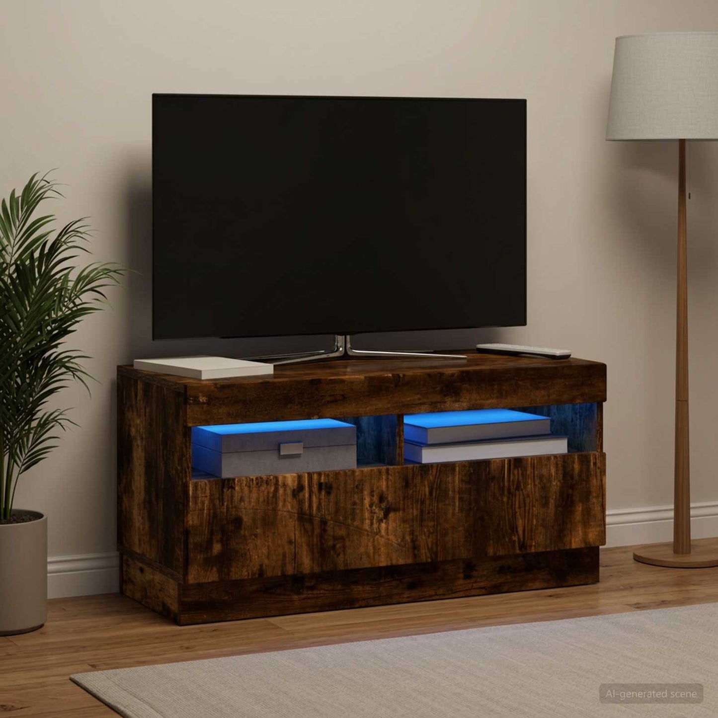 vidaXL LED TV Cabinet Smoked Oak Engineered Wood 1