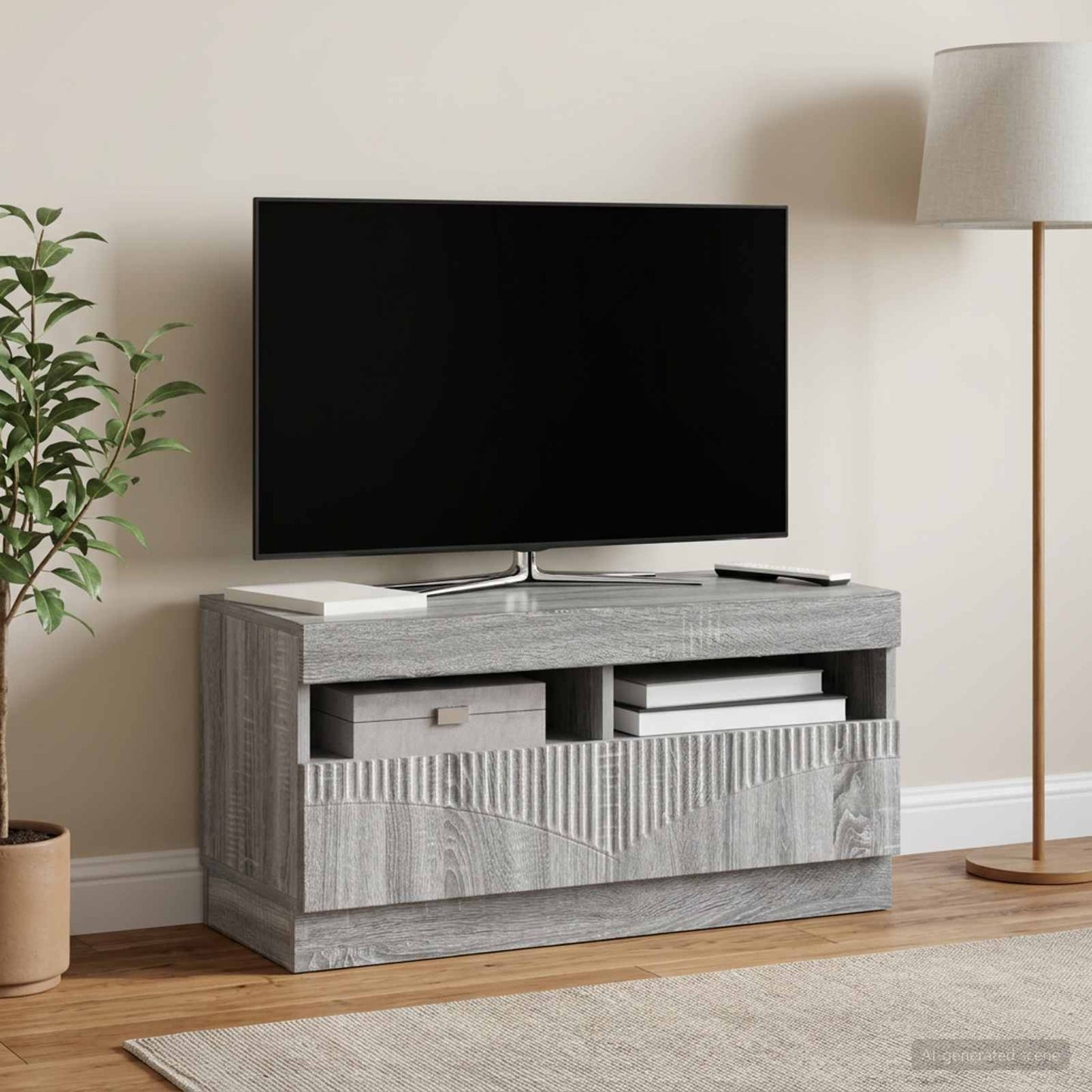 vidaXL LED TV Cabinet Grey Sonoma Engineered Wood 4