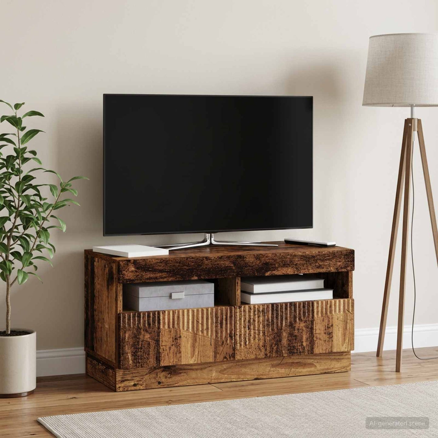 vidaXL LED TV Cabinet Old Wood Engineered Wood 4