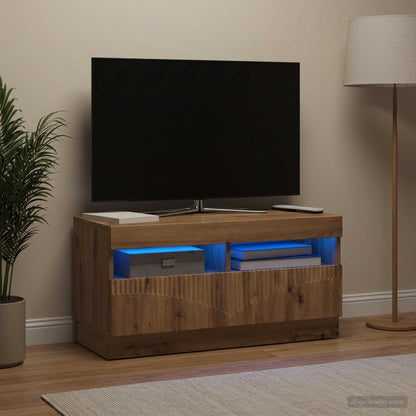 vidaXL LED TV Cabinet Artisan Oak Engineered Wood 1