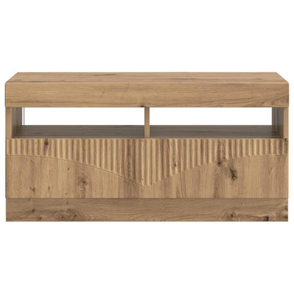 vidaXL LED TV Cabinet Artisan Oak Engineered Wood 6