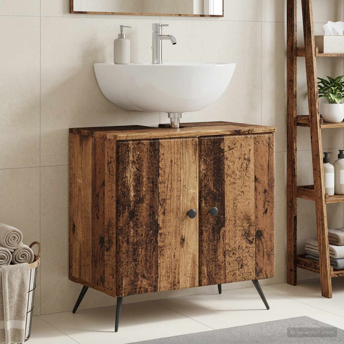 Bathroom Sink Cabinet BREDA 59.5 x 31.5x 59 cm Old wood